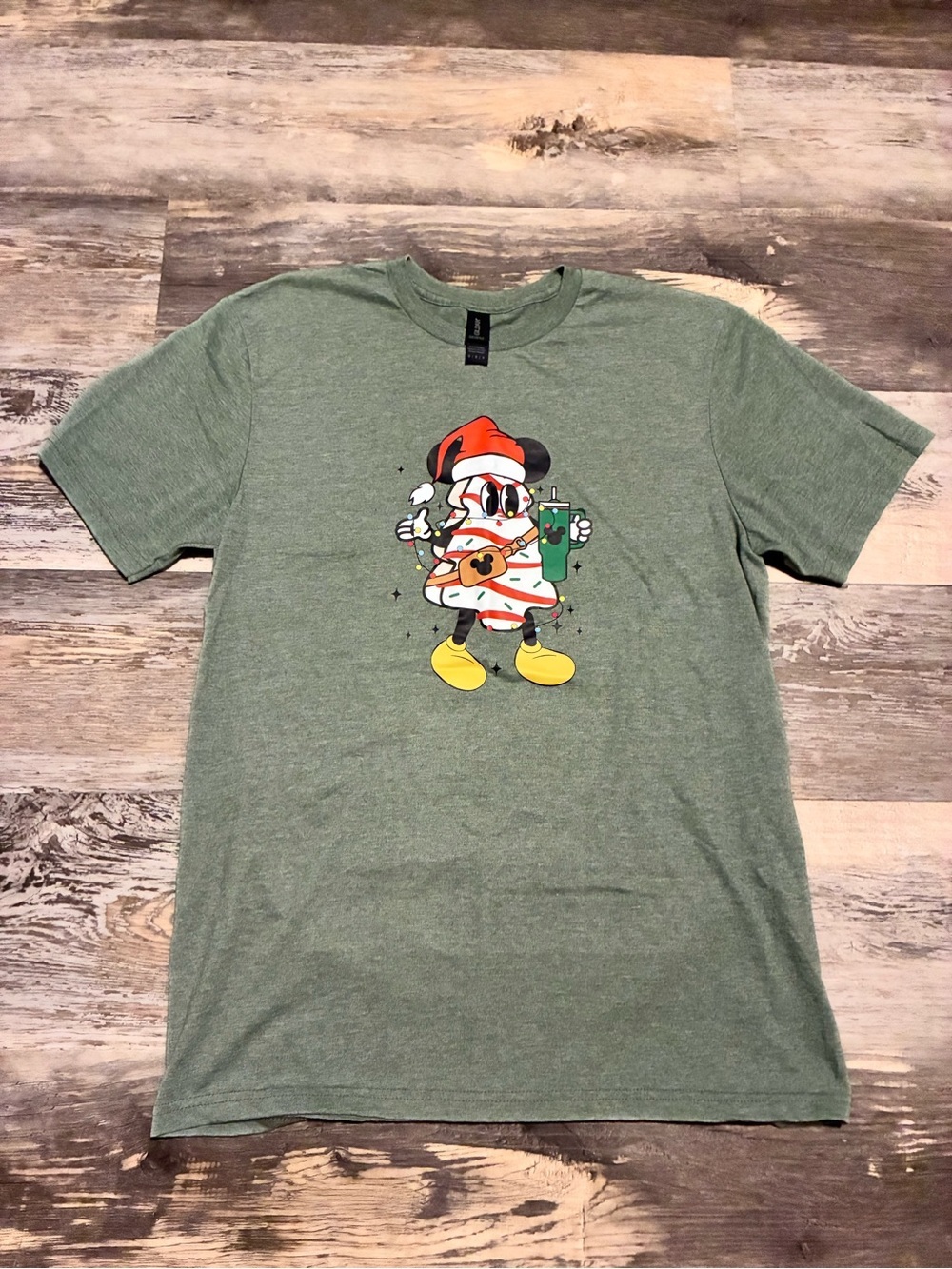 Disneys Mickey Mouse Inspired Christmas Green Tee Shirt